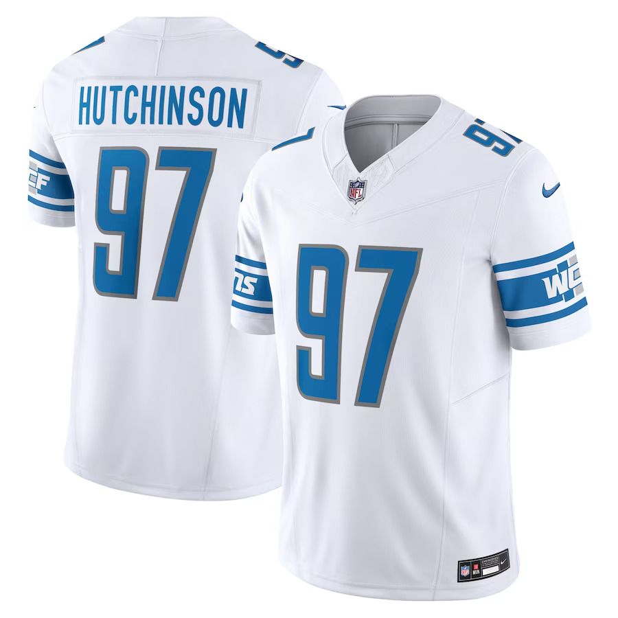 Men Detroit Lions 97 Aidan Hutchinson Nike White Vapor F.U.S.E. Limited NFL Jersey